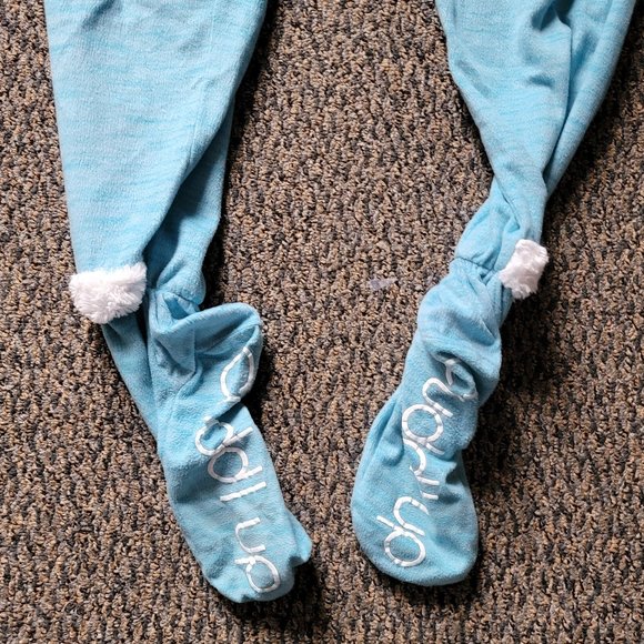 Cuddl Duds Light Blue  White  Fuzzy Footed Pajamas Size Small - Picture 3 of 9